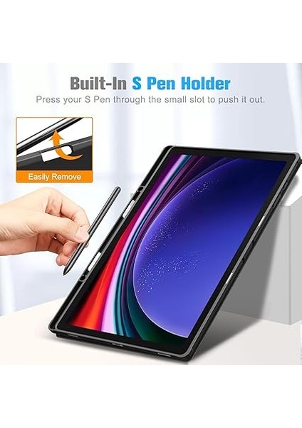 Samsung Galaxy Tab S10/S9/S8 Ultra 14,6 Inç Tablet Için Kılıf, Yumuşak Tpu Arka Yüz Gövde Folyo Koruyucu, S Pen Tutuculu ve Otomatik Uyku/uyanma, Siyah fırsatları