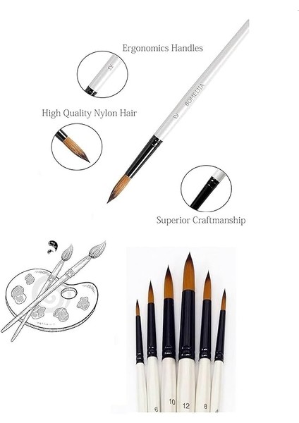 6'lı Liner Resim Sanat Fırça Seti Akrilik Guaj Yağlı Suluboya fiyatları