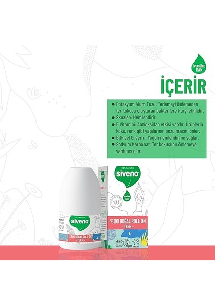 Doğal Roll-On Teen Girl Genç Kız Deodorant Ter Kokusu Önleyici Bitkisel Lekesiz Vegan 50 ml fırsatları