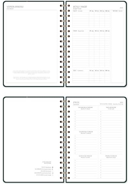 A5 Spiralli 16 Aylık Akademik Ajanda - Koyu Yeşil indirimleri