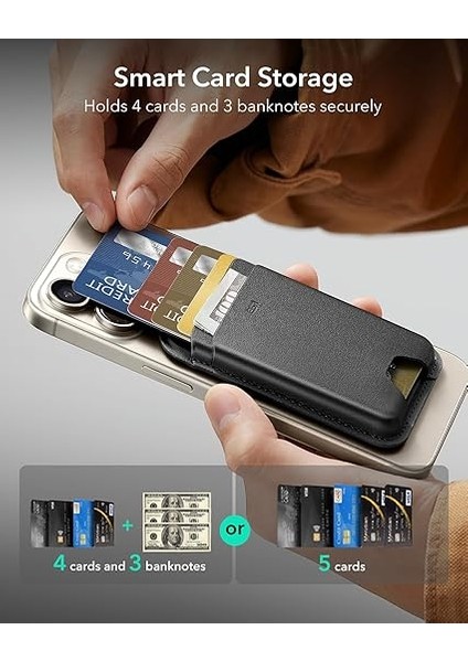Için Magsafe Cüzdan, 5 Kartlık, Rfıd Koruması, 3200 G Manyetik Dayanıklılığa Sahip iPhone Cüzdanı, Vegan Deri, Magsafe Kartlık Için, iPhone 16/15/14/13/12 Serisi Için, 13/12 Mini Için Değil, Siyah fiyatları