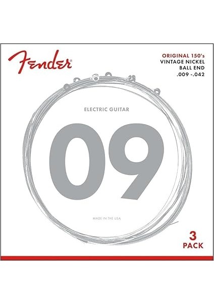 073-0150-309 Elektronik Gitar Telleri "150L 3'lü, Paket Saf Nikel, 009/042" modelleri