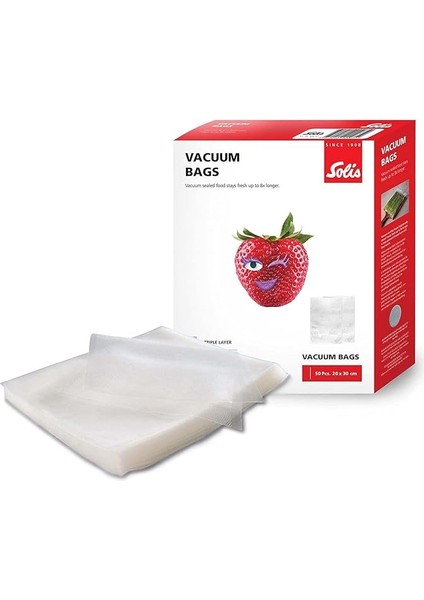 Vakumlama Torbası 50 Adet – 20 x 30 cm – Derin Soğutma/vakumlu Pişirme – Yeniden Kullanılabilir