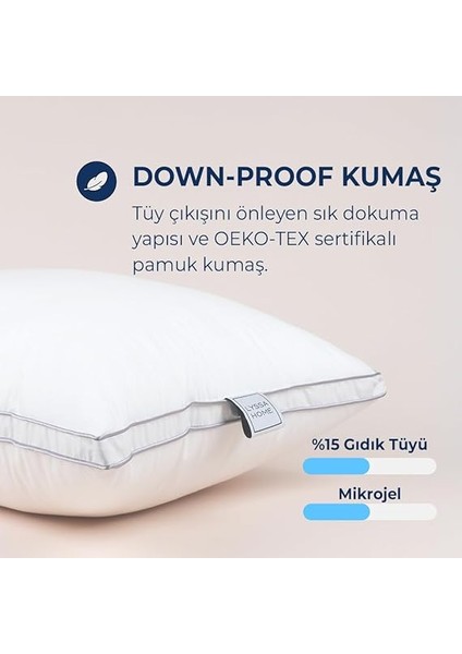 Home Eko 15 Downmix Yüksek Yastık –%15 Gıdık Tüyü, 50X70 cm – Yumuşak ve Dolgun Destek modelleri