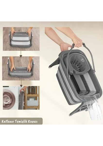 20 Litre Katlanabilir Mop ve Kovası - Temizlik Kovası - Paspas ve Kova - Ev Tipi Moplar ve Kova Setleri - modelleri