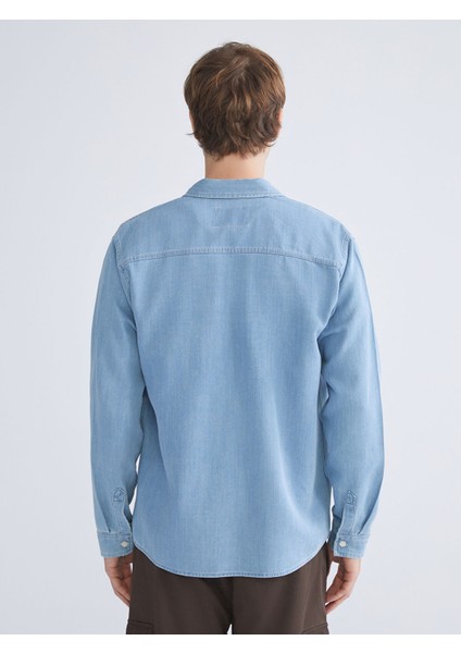 Yeni Sezon Regular Fit Uzun Kollu Erkek Jean Gömlek fırsatları