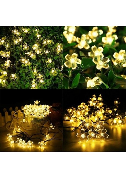 Desenli Solar Aydınlatma-30 Ledli Güneş Enerjili 2 Fonksiyonlu Günışığı Sarı Bahçe LED 1430