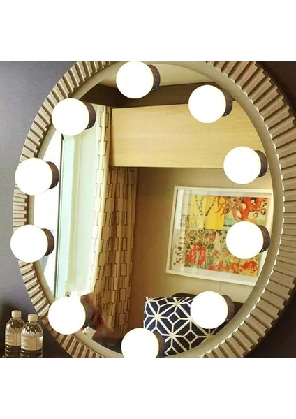10'lu Set Makyaj Aynası Işığı Banyo Yatak Odası Işığı Hoolywood Tarzı LED Makyaj Lambası 3 Farklı Renk Modu Makyaj Odası Işığı Mirror1 modelleri