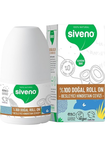 %100 Doğal Roll On Hindistan Cevizli Deodorant Ter Kokusu Önleyici Bitkisel Lekesiz Vegan 50 ml