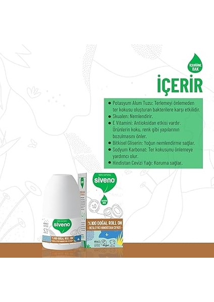 %100 Doğal Roll On Hindistan Cevizli Deodorant Ter Kokusu Önleyici Bitkisel Lekesiz Vegan 50 ml fırsatları