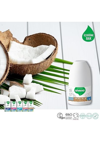%100 Doğal Roll On Hindistan Cevizli Deodorant Ter Kokusu Önleyici Bitkisel Lekesiz Vegan 50 ml indirimleri
