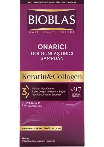 Collagen ve Keratin Içeren Onarıcı Dolgunlaştırıcı Şampuan (360 Ml)