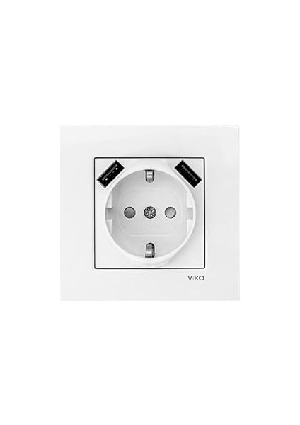 Viko 90961082 5V-2A 2 Usb’li Topraklı Çocuk Korumalı Priz [beyaz]
