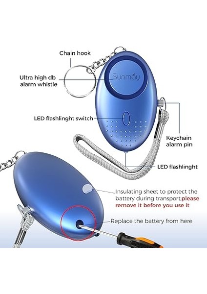 Kişisel Alarm, 5 Paket 140DB LED Işıklı Kişisel Güvenlik Alarmı, Kadınlar, Çocuklar, Yaşlı, Gece Vardiyaları Için Kendini Savunma Acil Alarmları fiyatları