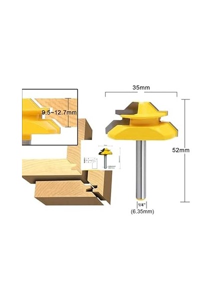 3 Parçalı Freze Seti, 6,35 mm Yönlendirici Uç, Freze Ucu 45°, Üst Freze, Ahşap Işleme Aletleri Için fırsatları