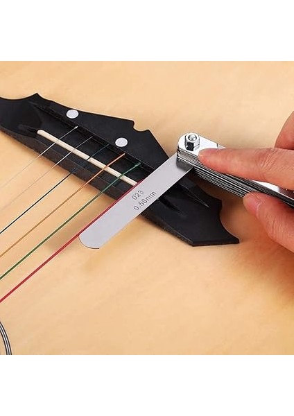 9 Adet Balenli Radyal Ölçer Luthier Aletleri 32 Bıçaklı Hissi Ölçer Çift Işaretli Metrik ve Imparatorluk Boşluk Ölçme Cetveli Gitar Bas Için Alet indirimleri