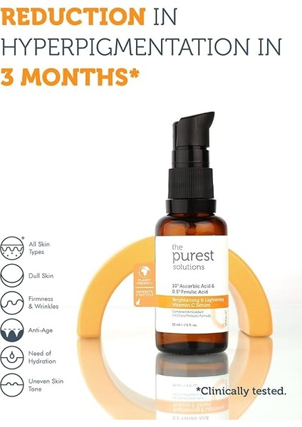 Purest Solutions, C Vitamini Aydınlatıcı ve Cilt Tonu Eşitleyici Cilt Bakım Serumu 30 ml (%10 Ascorbic Acid &amp; Ferulic Acid%0,5) modelleri