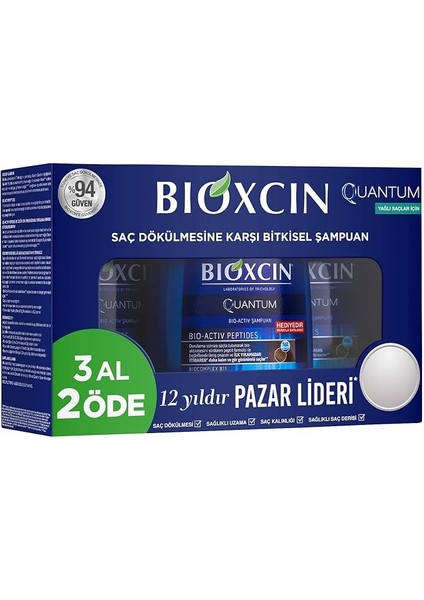Quantum Bio-Activ Yağlı Saçlar Için 3 Al 2 Öde Şampuan (3 x 300 Ml)