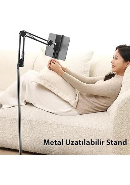 Mobile Ful Metal Teleskopik Açı ve Yükseklik Ayarlı Telefon ve Tablet Tutucu Stand, Video Izlemek Çekmek Için Stand fırsatları