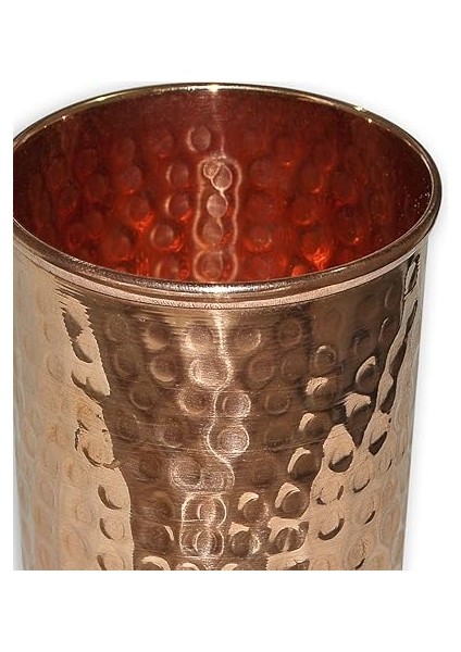 Saf Bakır Dövülmüş Bardak Iyileştirme Ayurveda Ürünü Sofra Aksesuarları, 4'lü Set, Yükseklik 9,5 cm fırsatları