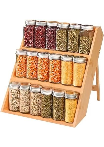 Home 3 Katlı Doğal Bambu Ayaklı Baharatlık Rafı Organizer – Tezgah Üstü ve Çekmece Içi Kullanıma Uygun, Katlanabilir, Kaymaz Ayaklı, Kompakt ve Şık Tasarımlı Mutfak Düzenleyici fırsatları