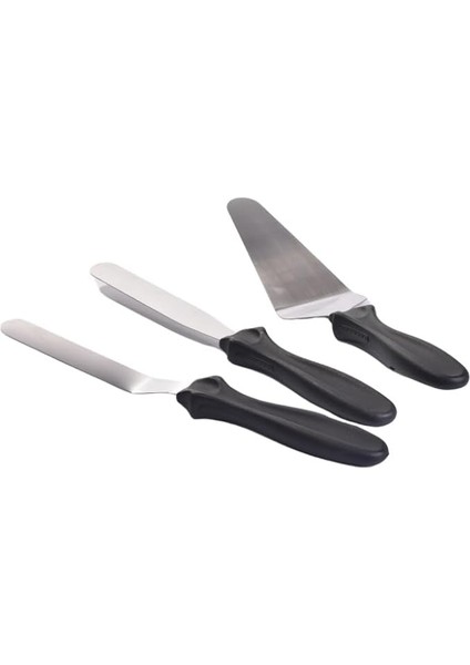 Paslanmaz Çelik Kaymaz Saplı 3'lü Spatula Seti