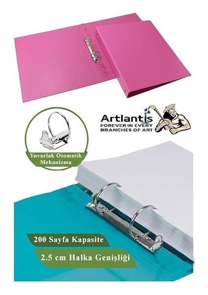 Halkalı Klasör 1 Adet A4 Pvc Öğrenci ve Ofis Tipi Evrak Sunum Klasörü Iç Cepli Otomatik Mekanizmalı Büro Okul Arşivle Pembe modelleri