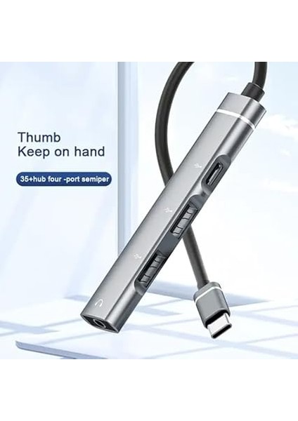 Ses Kartlı USB Hub Çoklayıcı Adaptör 4 In 1 Ses Kartlı Usb/type-C To USB 3.0, USB C ve 3.5mm Jak Çıkışlı Macbook Uyumlu Çevirici Adaptör Çok Portlu Çoklayıcı 4in1 USB Hub Gümüş Renk ZR615 modelleri