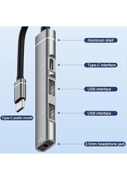 Ses Kartlı USB Hub Çoklayıcı Adaptör 4 In 1 Ses Kartlı Usb/type-C To USB 3.0, USB C ve 3.5mm Jak Çıkışlı Macbook Uyumlu Çevirici Adaptör Çok Portlu Çoklayıcı 4in1 USB Hub Gümüş Renk ZR615 fırsatları