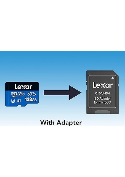 633X 128 GB Micro Sd Kart, Microsdxc Uhs-I Kart + Sd Adaptör, 100MB/S Okumaya Kadar Microsd Hafıza Kartı, A1, Sınıf 10, U3, V30 (LMS0633128G-BNAAA) fiyatları
