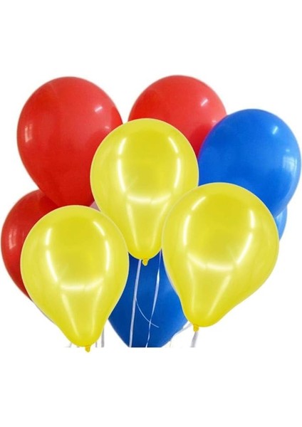 30 Ad Metalik Kırmızı-Sarı-Koyu Mavi Lacivert Balon Helyumla Uçan
