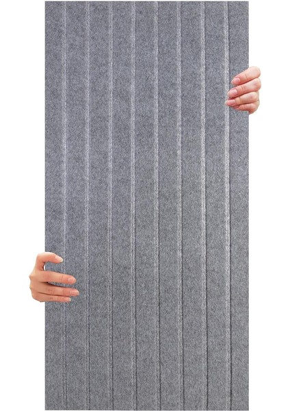 Akustik ve Dekoratif Lambiri Desenli Keçe Panel 45X90 cm / 2 Adet / 0,81 M² Gri