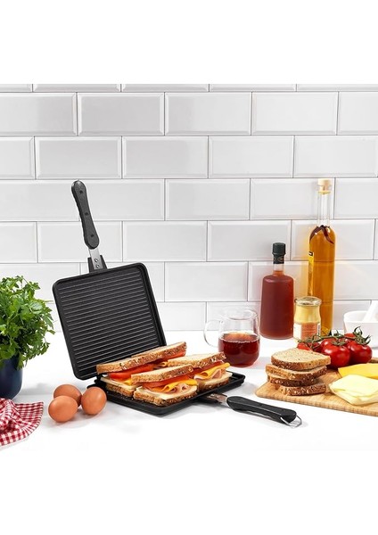Tastemake Döküm Ocak Üstü Tost Izgara 20X26 Cm-2 Parça