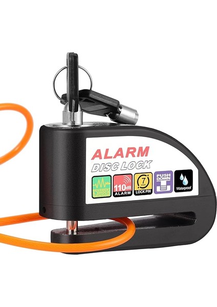 Fren Kilidi, Fren Diski Kilidi, Motosiklet Kilidi, Alarm, Alarm Diski, Güvenlik Kilidi, 1,2 M Geri Çağırma Kablosu ve Kilit Çantası, Fren Rotoru, 6 mm Bisiklet, Scooter, Motosiklet Için