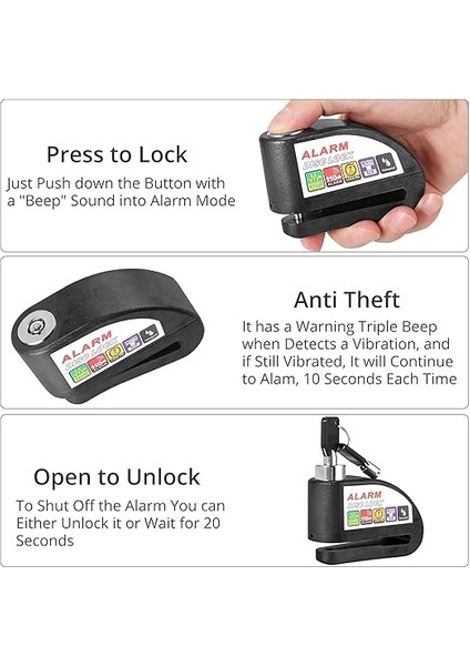 Fren Kilidi, Fren Diski Kilidi, Motosiklet Kilidi, Alarm, Alarm Diski, Güvenlik Kilidi, 1,2 M Geri Çağırma Kablosu ve Kilit Çantası, Fren Rotoru, 6 mm Bisiklet, Scooter, Motosiklet Için fırsatları