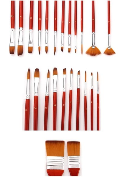 Kırmızı 24 Parçalı Profesyonel Sanat Fırça Seti Çantalı Yağlıboya Akrilik Guaj modelleri