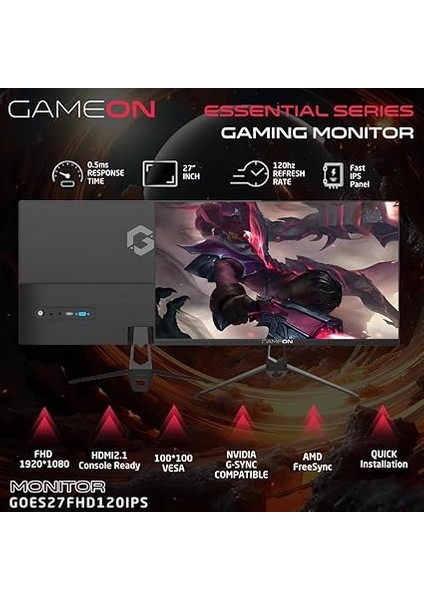 GOES27FHD120IPS 27" Fhd, 120Hz, Mprt 0.5ms, HDMI 2.1, Ps5 Destekli Çerçevesiz IPS Siyah Oyuncu Monitörü fiyatları