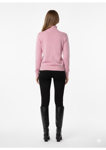 Kadın Ponpon Desenli Yarım Balıkçı Triko Kazak 5200 modelleri