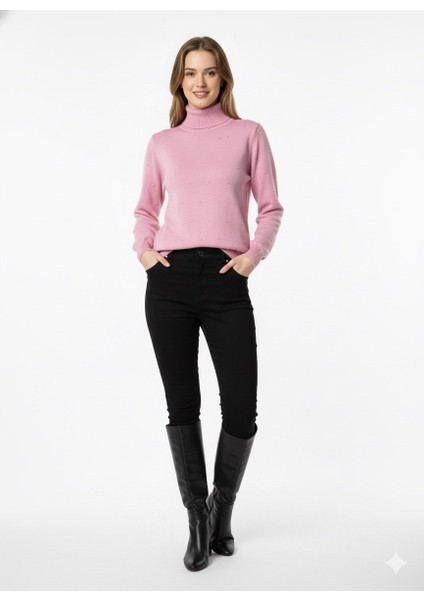 Kadın Ponpon Desenli Yarım Balıkçı Triko Kazak 5200 fırsatları