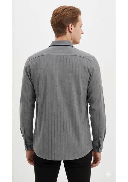 Erkek Klasik Çizgili Flamel Gömlek modelleri