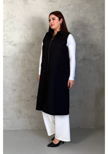 Kadın Kapitone Fermuarlı Uzun Yelek 7545 fiyatları