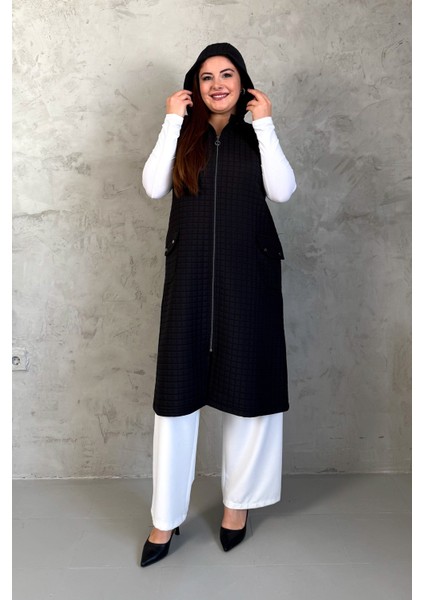 Kadın Kapitone Fermuarlı Uzun Yelek 7545 indirimleri