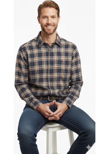 Erkek Klasik Ekose Flamel Gömlek 8018 fırsatları