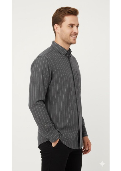 Erkek Klasik Çizgili Flamel Gömlek fiyatları