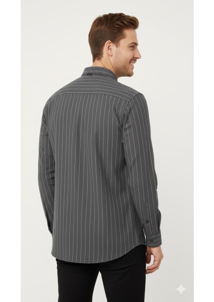 Erkek Klasik Çizgili Flamel Gömlek modelleri