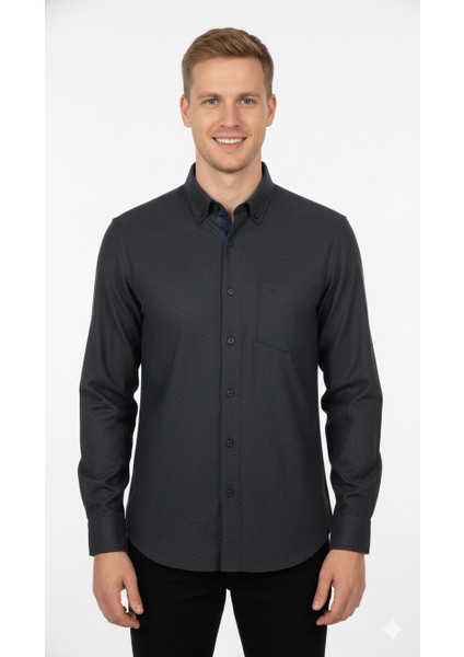 Erkek Düz Klasik Flamel Gömlek 8021