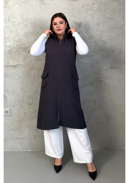 Kadın Kapitone Fermuarlı Uzun Yelek 7545 indirimleri