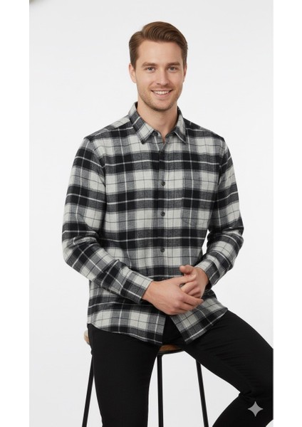 Erkek Klasik Ekose Flamel Gömlek 8020 fırsatları