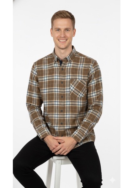 Erkek Klasik Ekose Flamel Gömlek 8018 fırsatları
