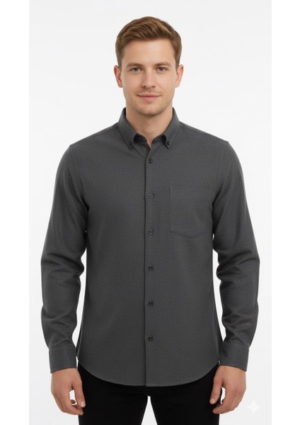 Erkek Düz Klasik Flamel Gömlek 8021